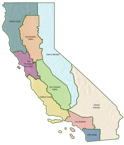 Map of California Climate Assessment Regions
